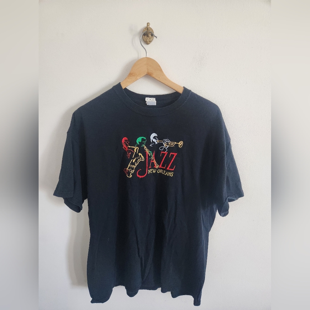 Vintage New Orleans Jazz Embroidered Graphic Tee Size XL